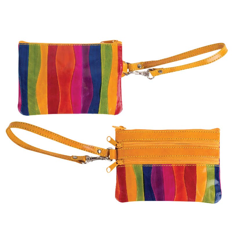Small Rainbow Leather Wristlet