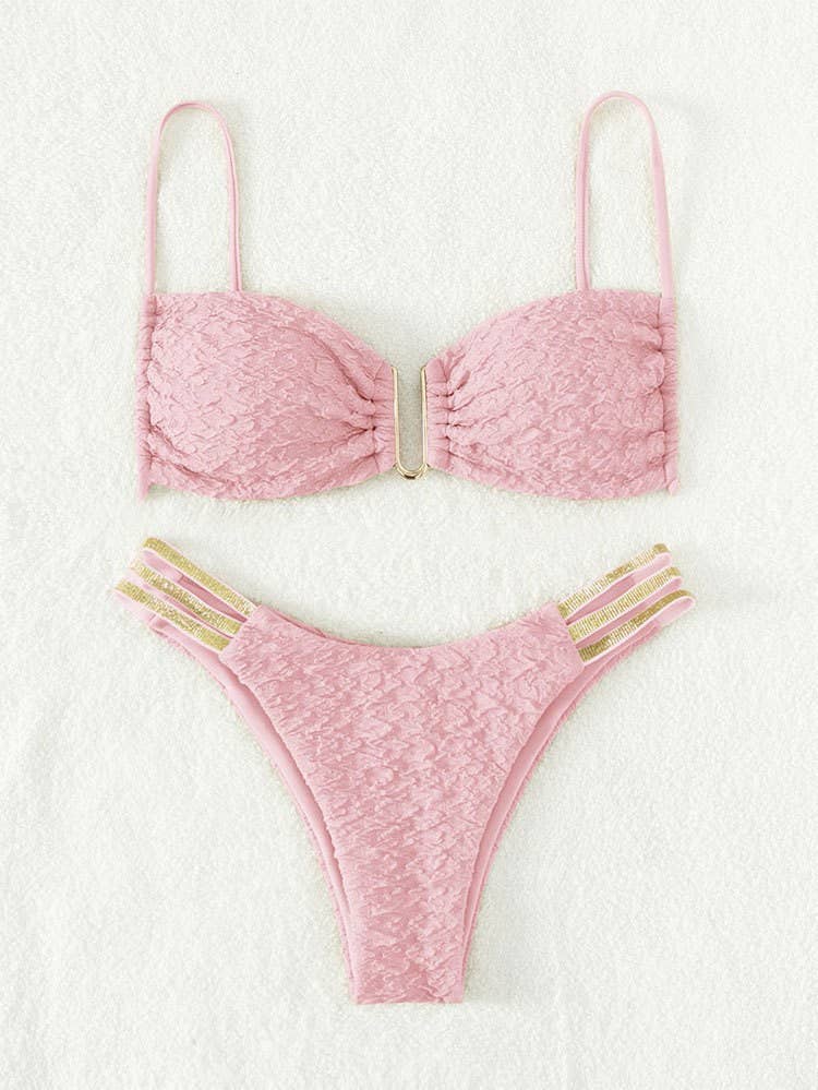 2 Piece Solid Color Back Tie Swimsuit TOP