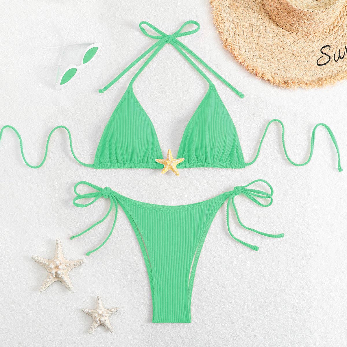 Women's Sexy Bikini Swimsuit Set Solid Color Adjustable Swimwear TOP