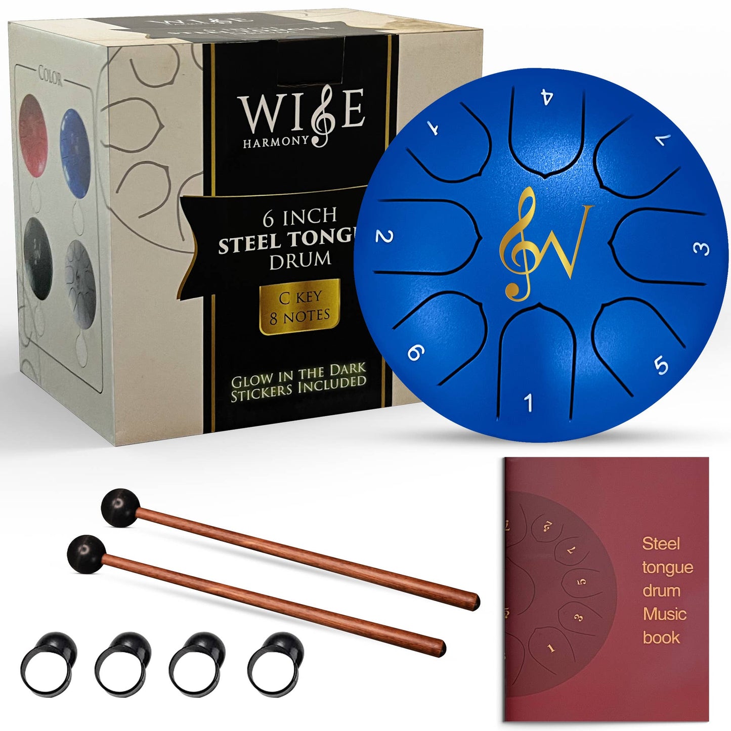 6-Inch 8-Notes Steel Tongue Drum Meditation Rain Drum - Blue