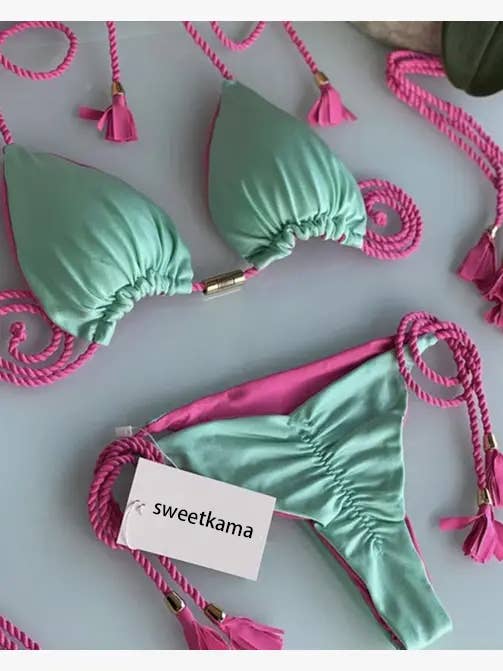 2-Piece Color Block Bikini Set Swimsuit BOTTOM