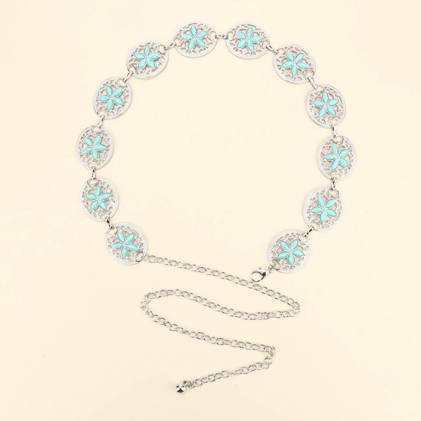 Metal Chain Waist Belt With Butterfly And Heart Design