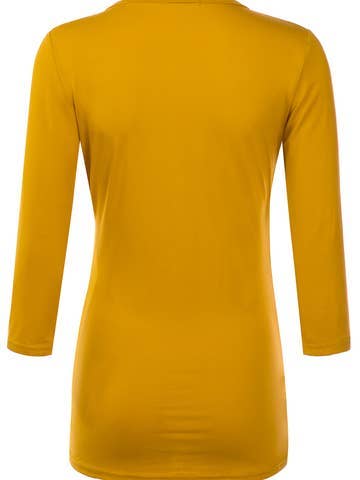 3/4 Sleeve Tank Tops Deep V-Neck Surplice Wrap
