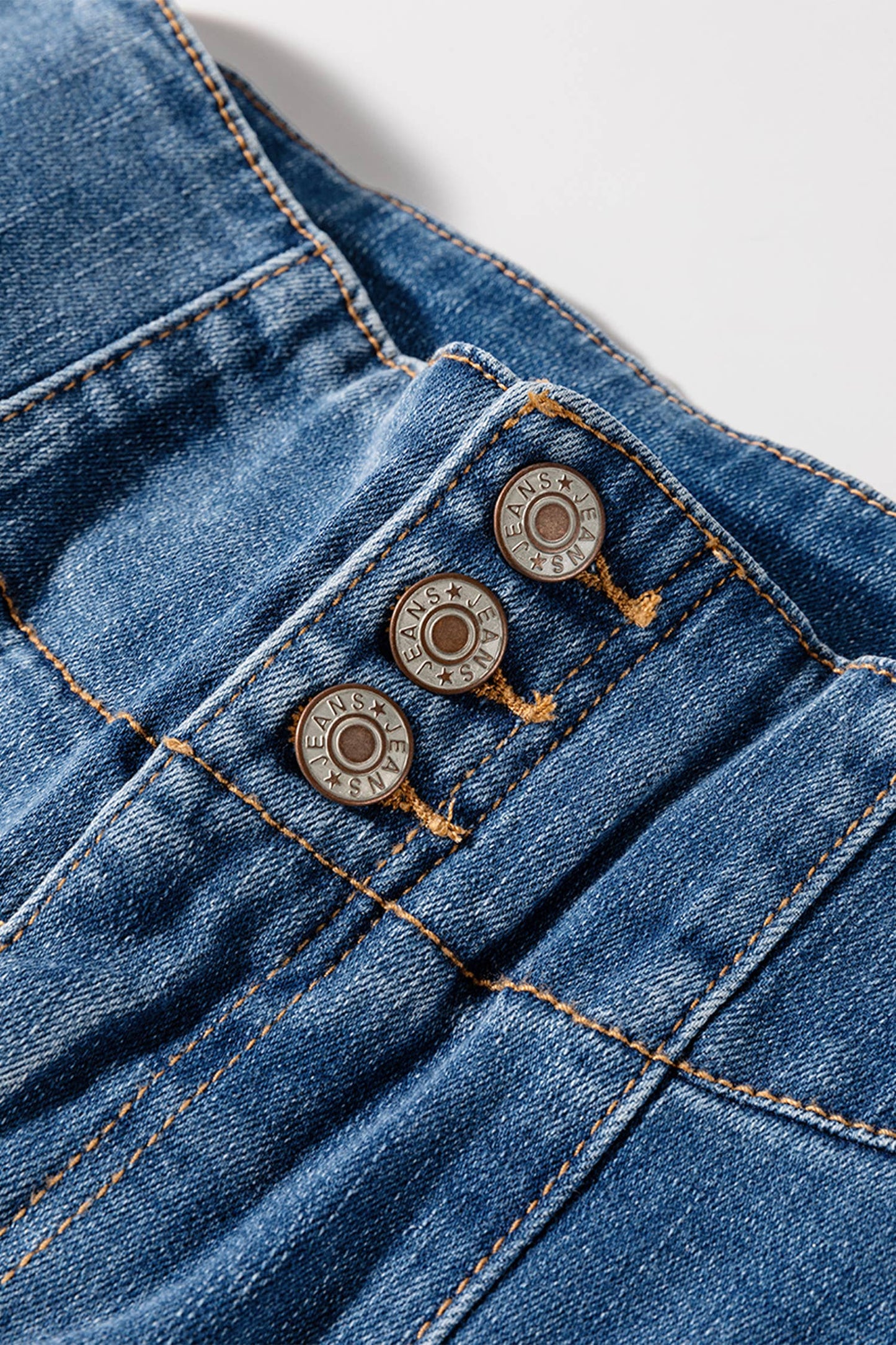 High Waist Button Fly Seamed Raw Hem Flare Jeans with Pocket