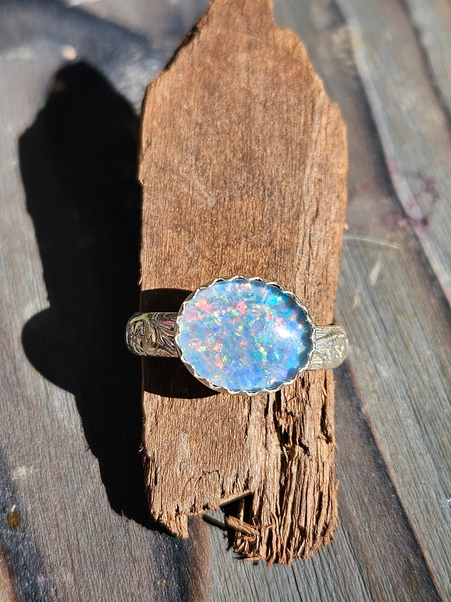 Coober Pedy Opal Ring, Size 8