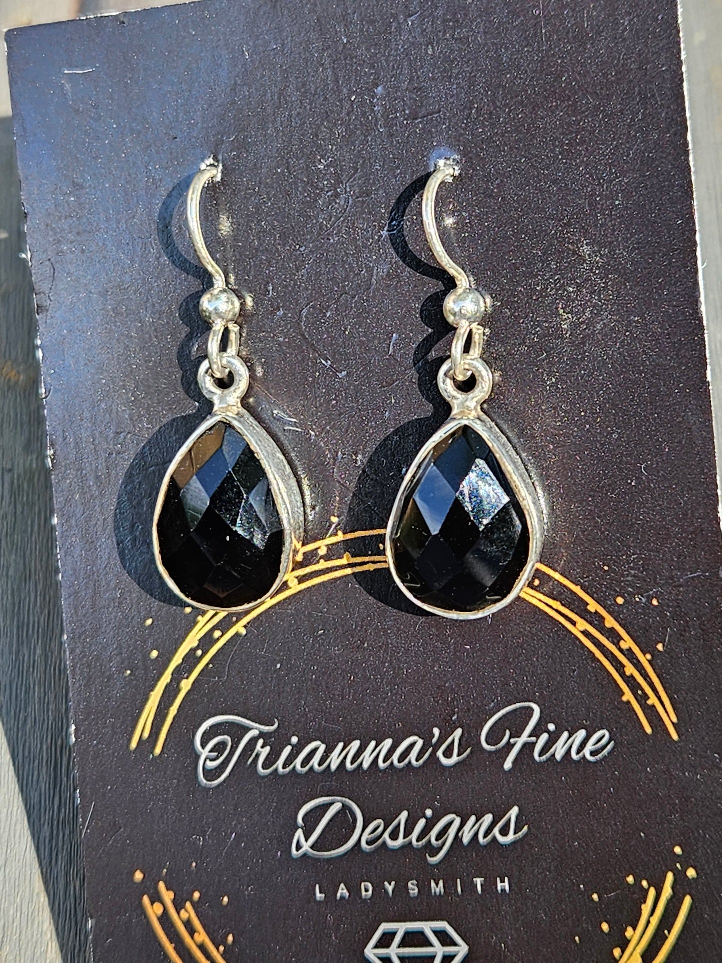 Faceted Onyx Dangle Earrings