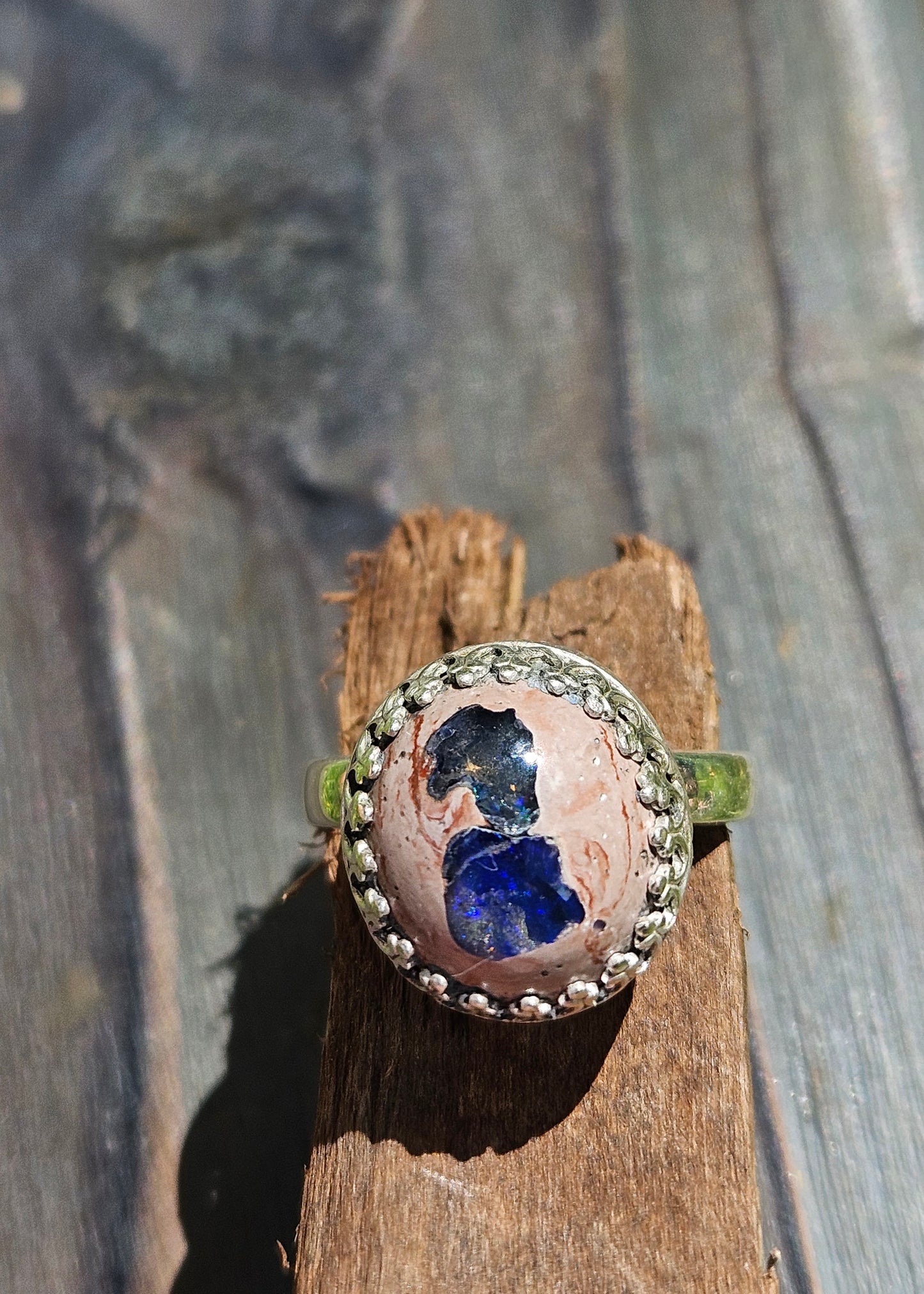 "Double-Trouble" Mexican Opal Ring, Size 7