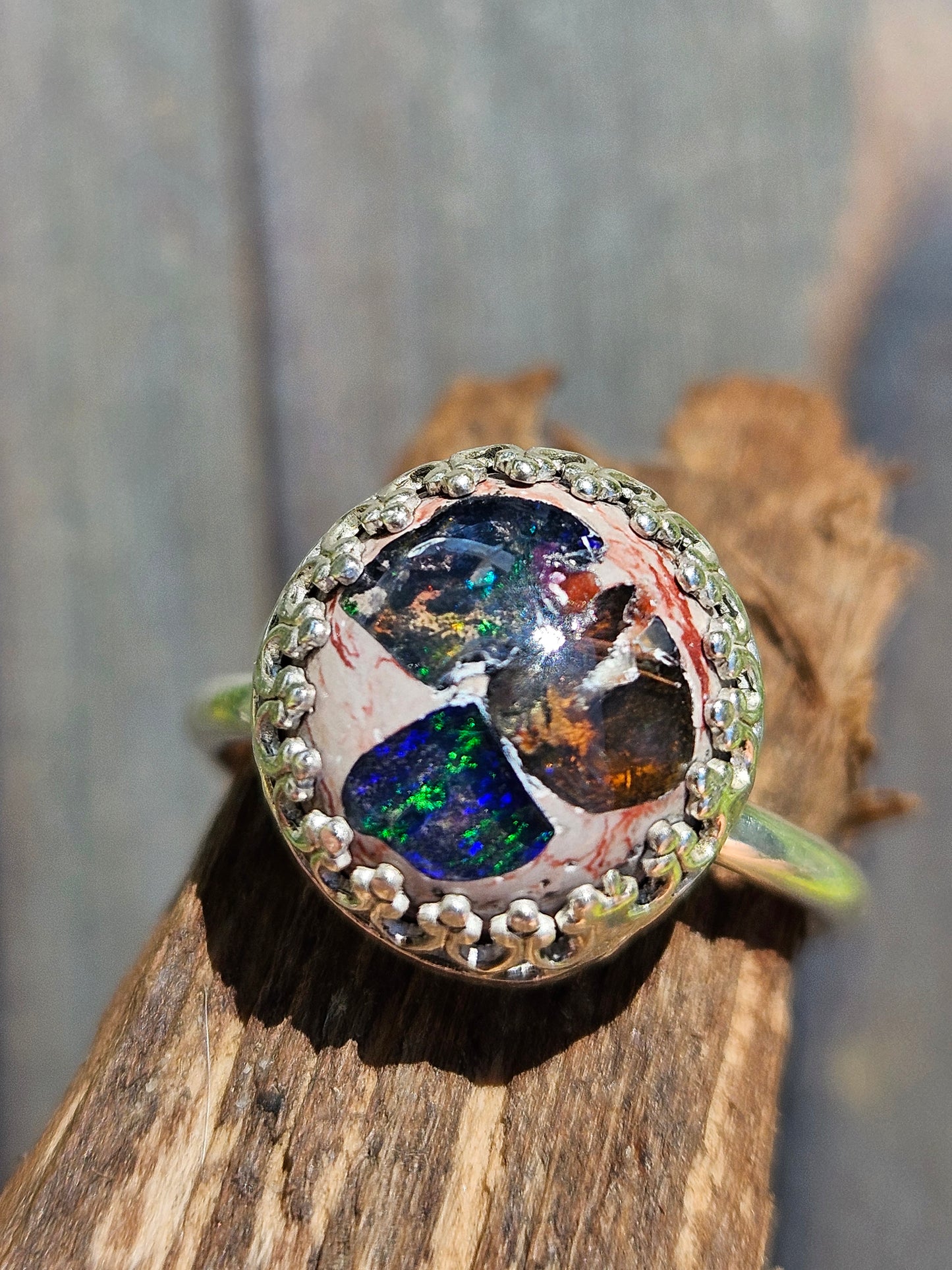 "Candy" Mexican Galaxy Opal Ring, Size 7