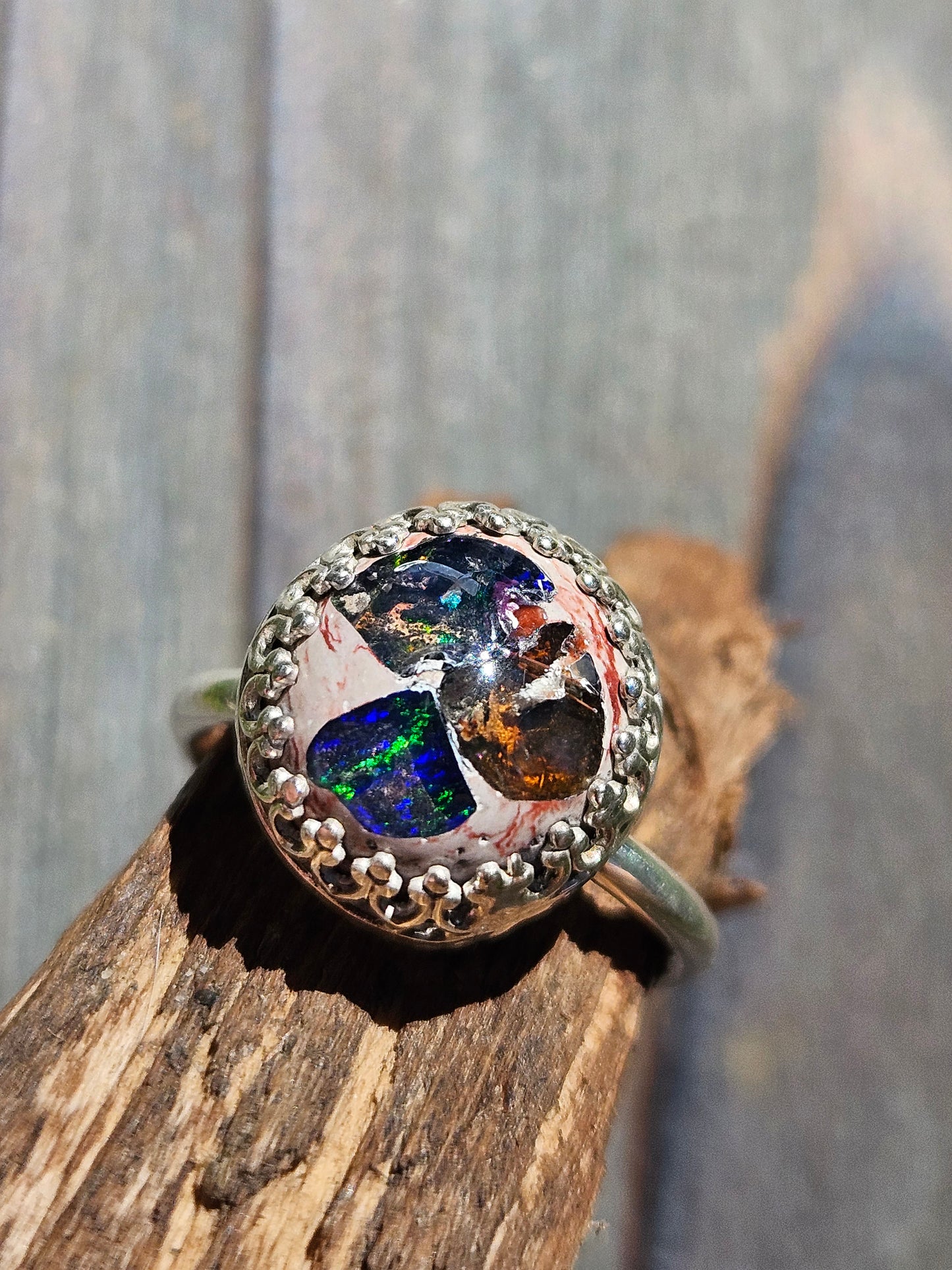 "Candy" Mexican Galaxy Opal Ring, Size 7