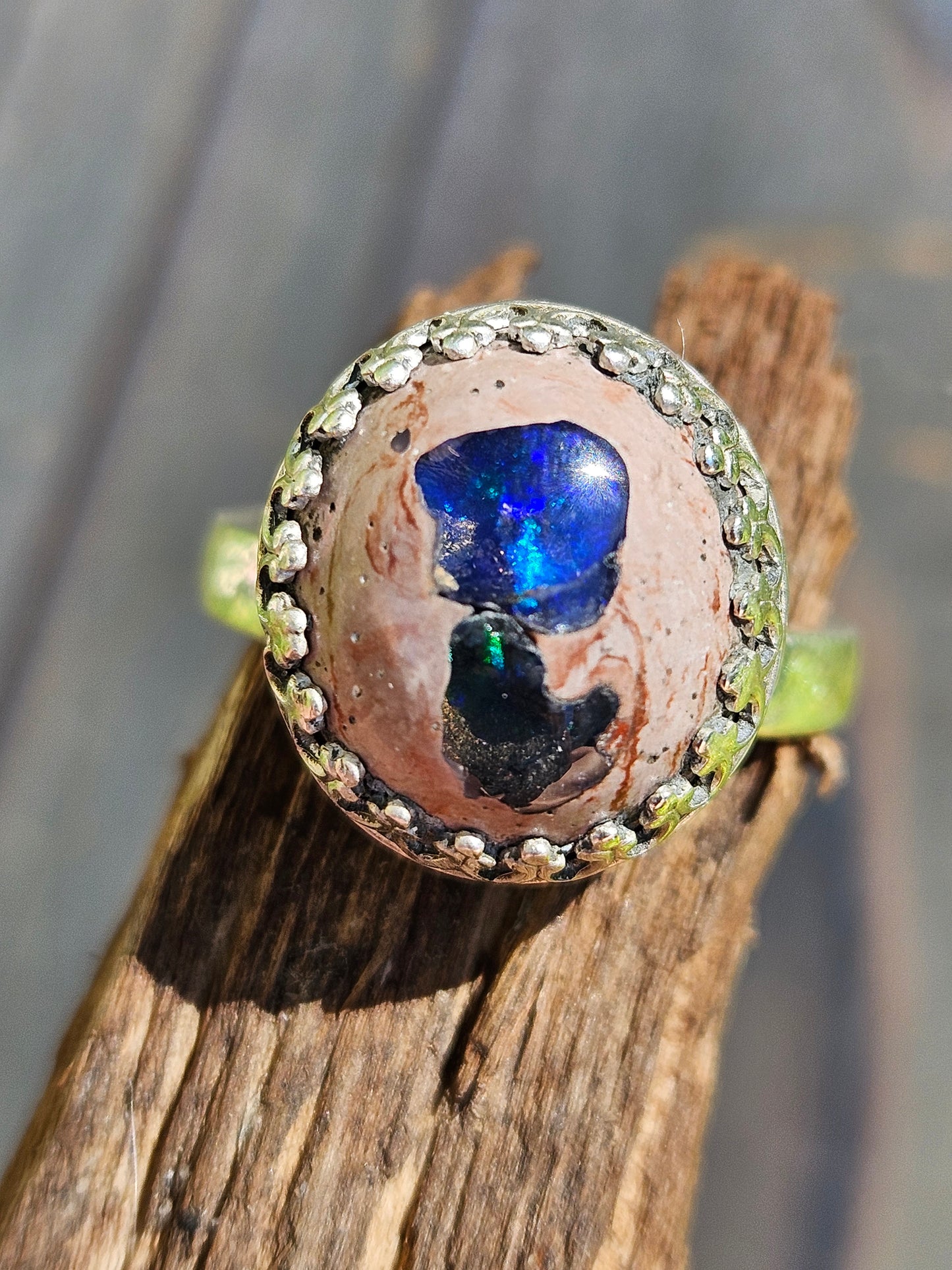 "Double-Trouble" Mexican Opal Ring, Size 7