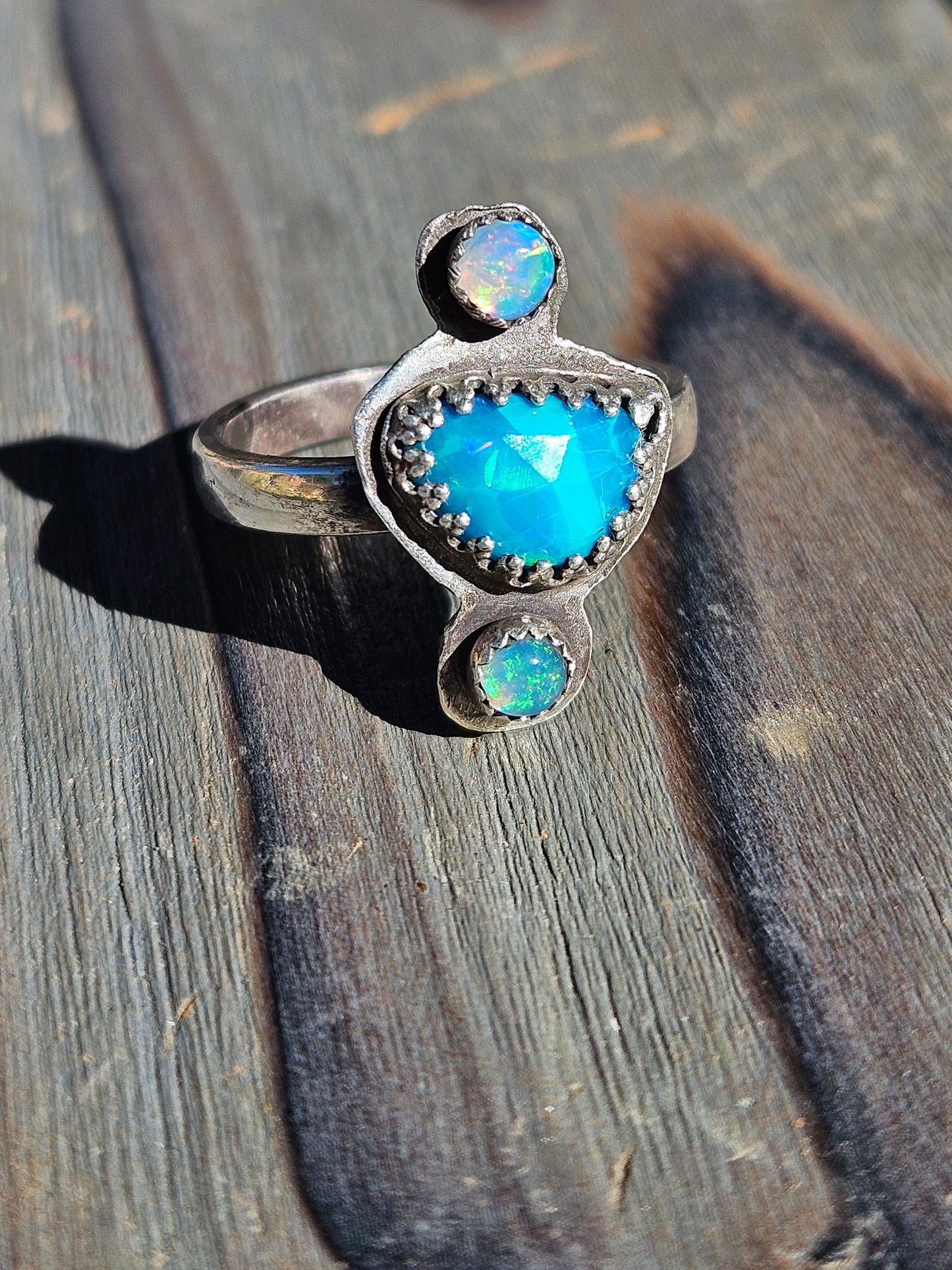 "Dreams" Blue Paraiba and Ethiopian Opal Ring, Size 9