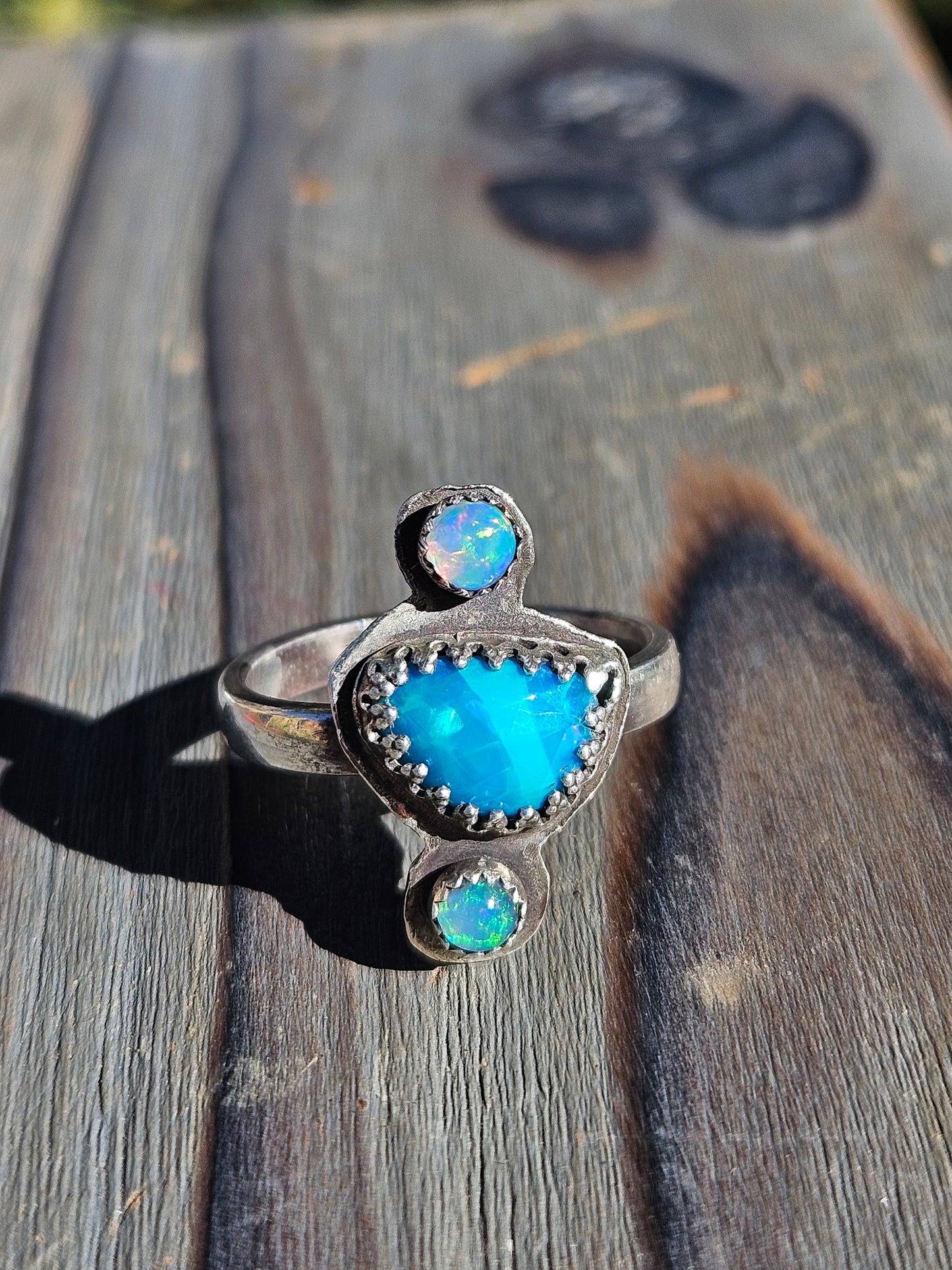 "Dreams" Blue Paraiba and Ethiopian Opal Ring, Size 9