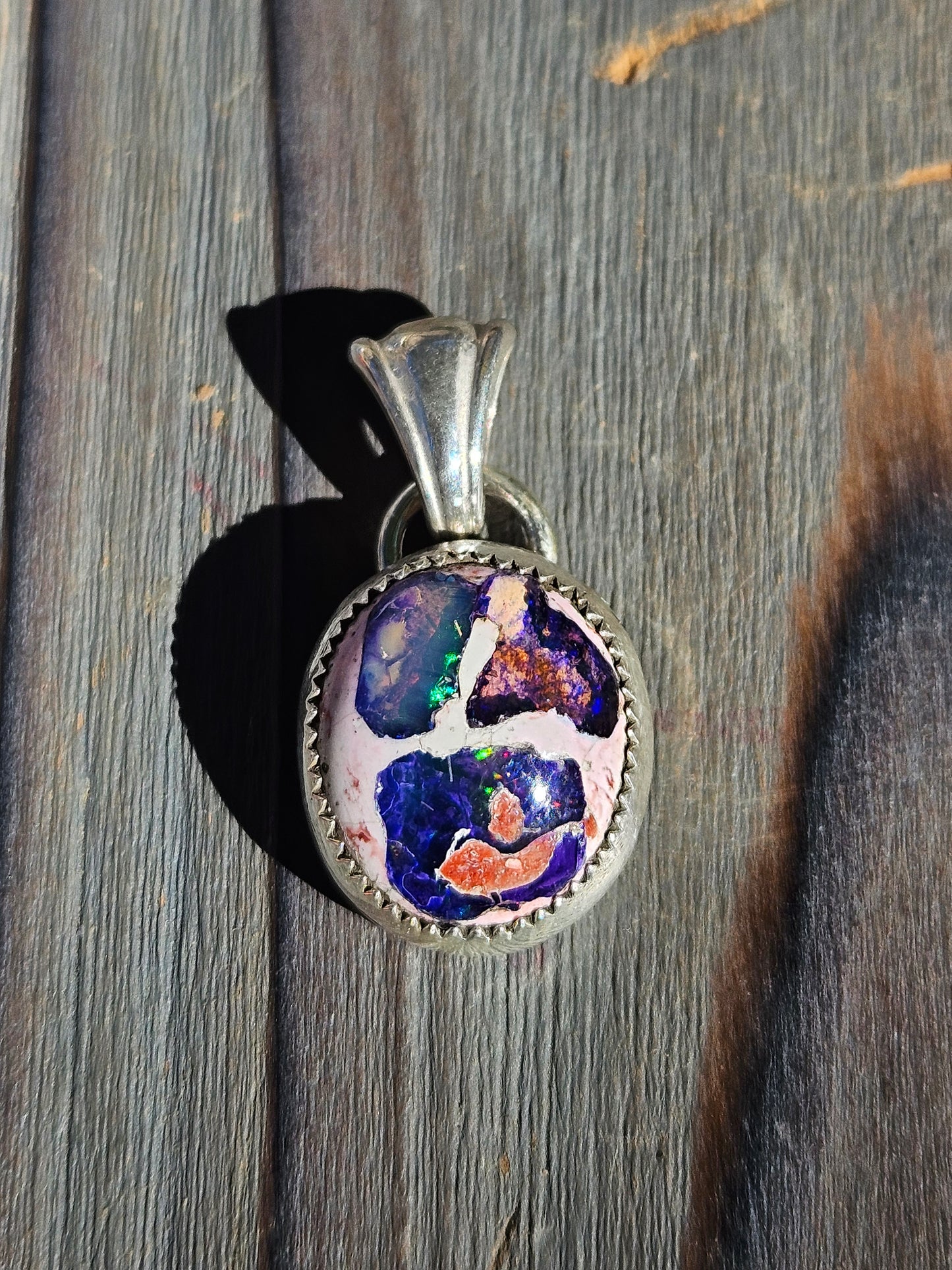 "Tri-fecta" Mexican Galaxy Opal Pendant