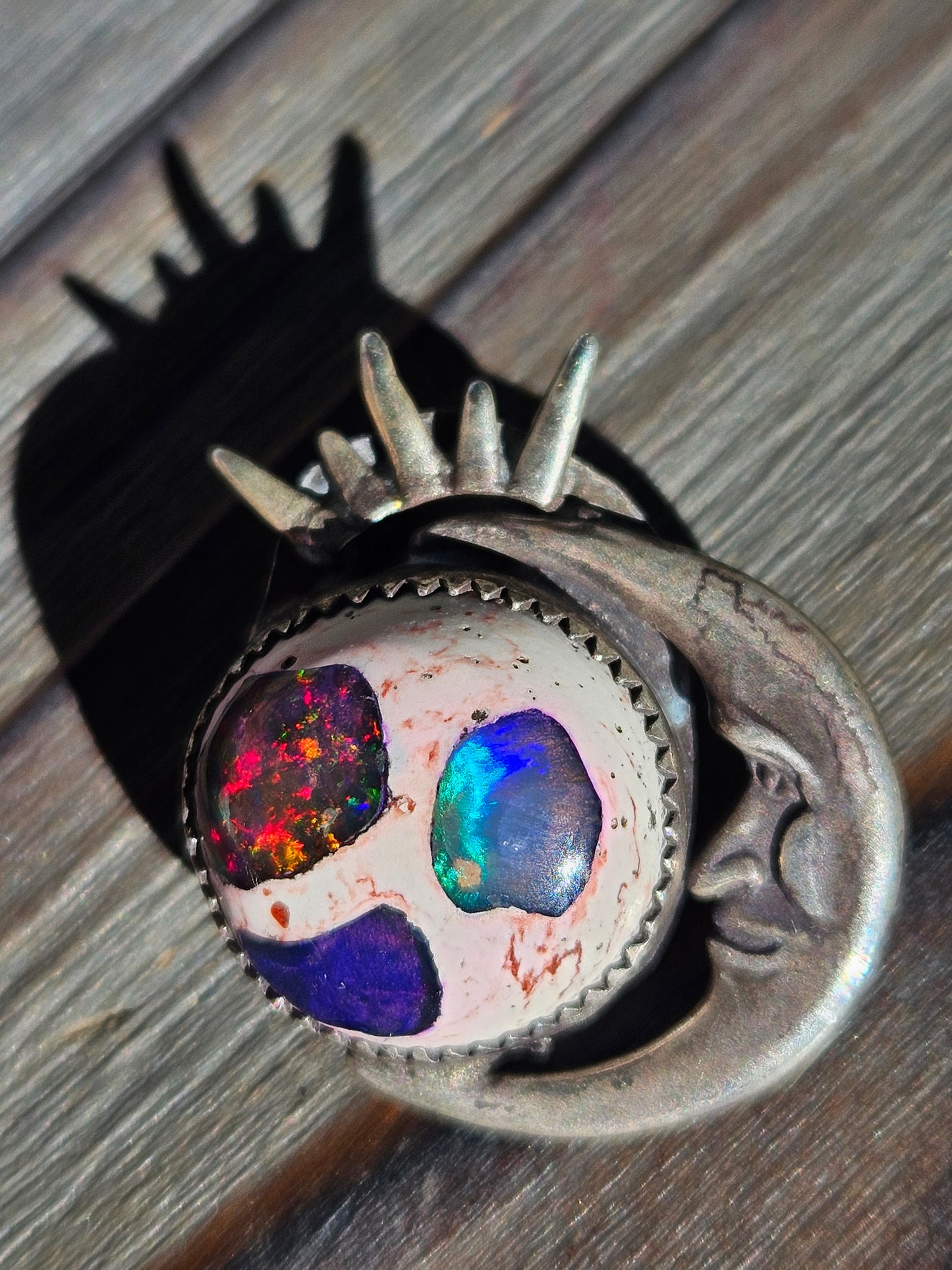 "Celeste" Sun and Moon Mexican Galaxy Opal Pendant