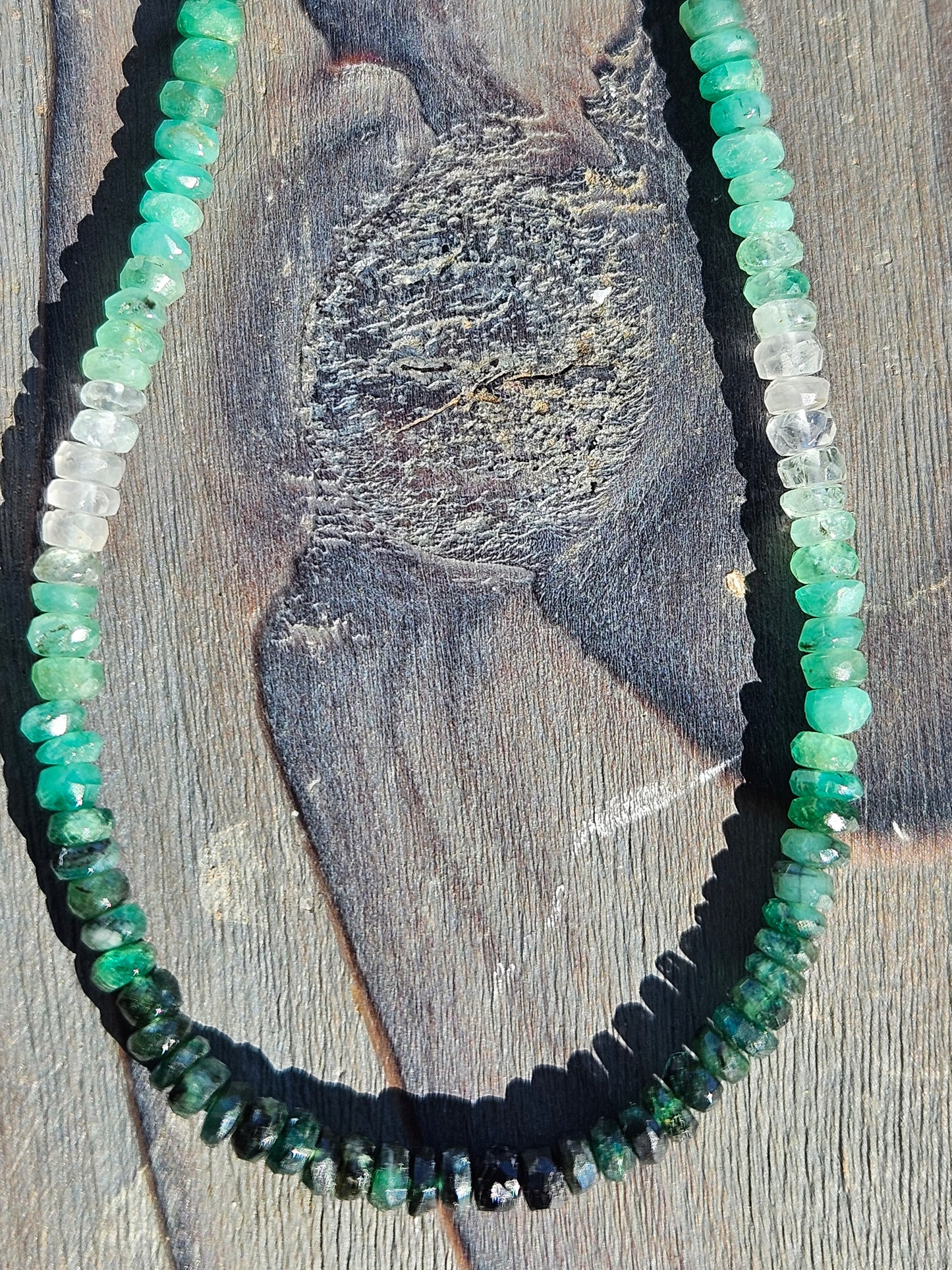 Ombre Emerald Necklace with 14kt Gold