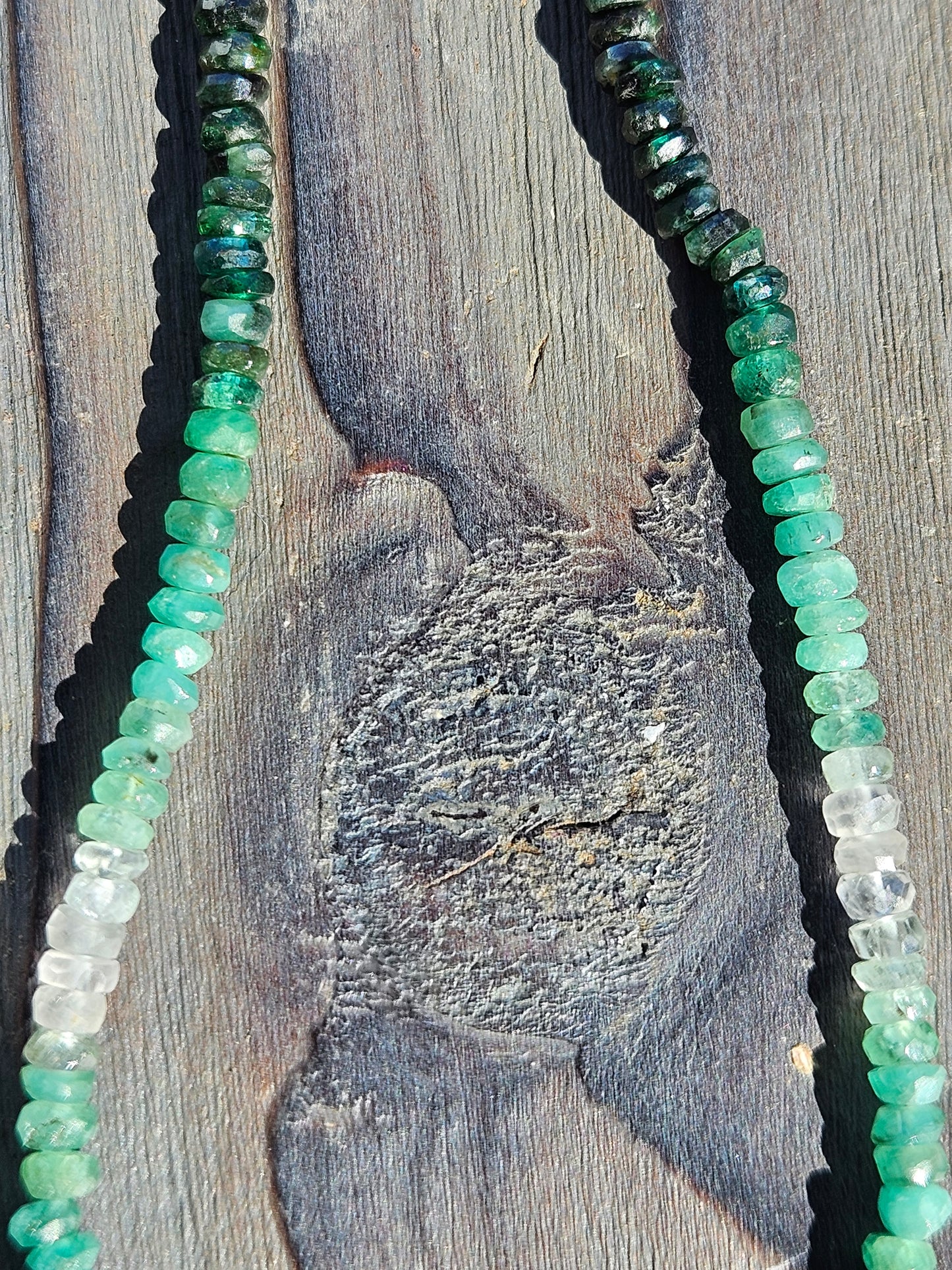 Ombre Emerald Necklace with 14kt Gold