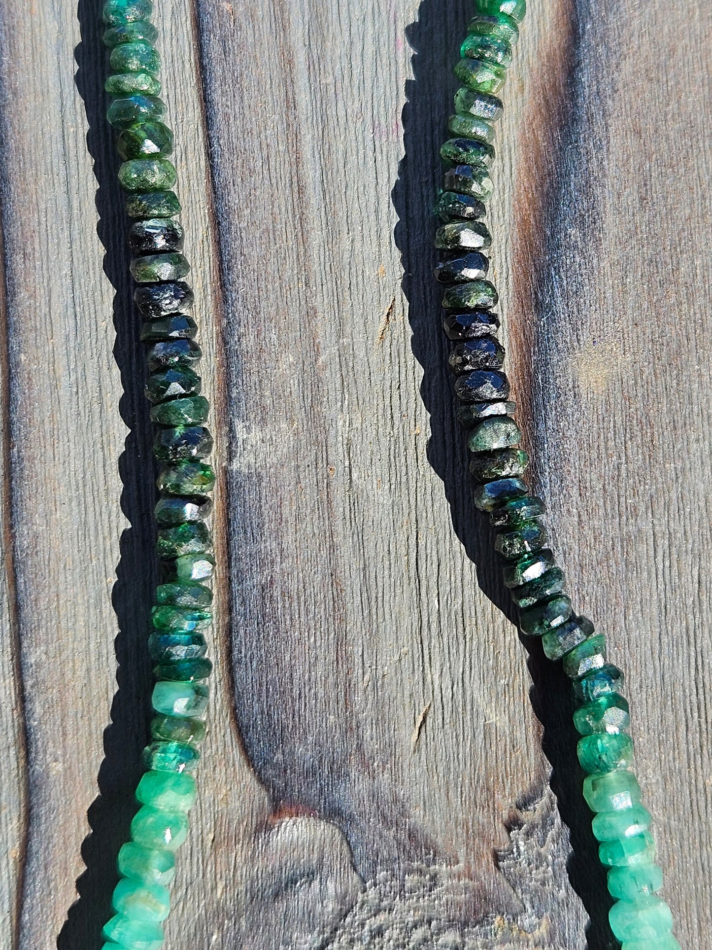 Ombre Emerald Necklace with 14kt Gold