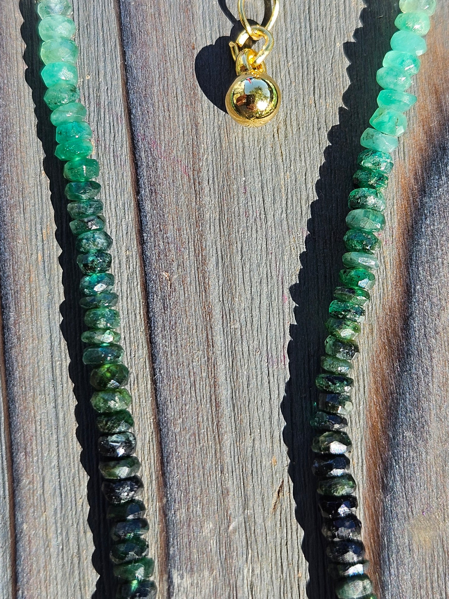 Ombre Emerald Necklace with 14kt Gold