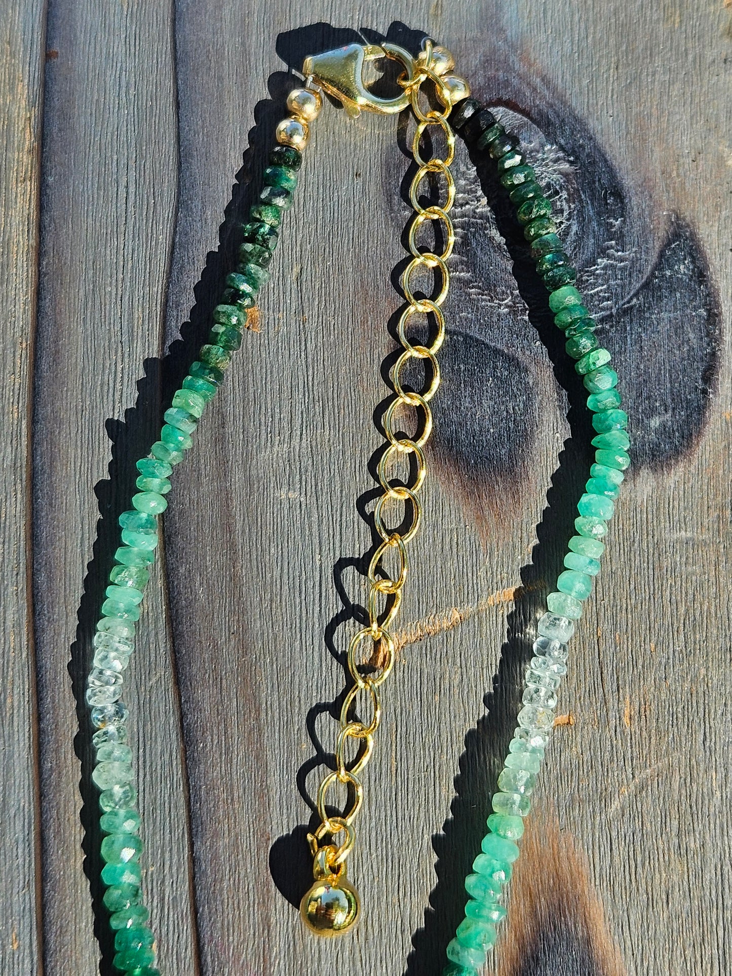 Ombre Emerald Necklace with 14kt Gold