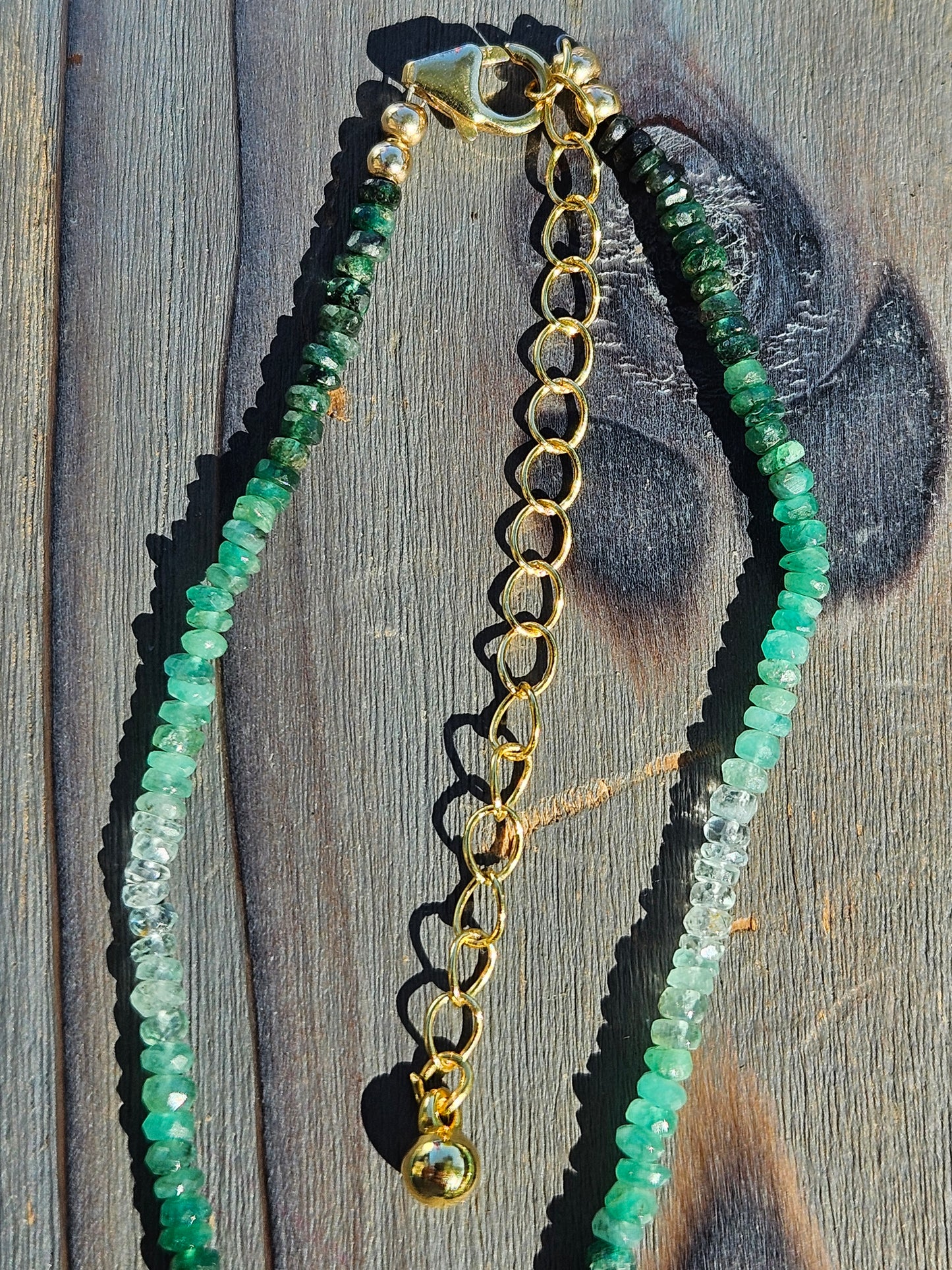 Ombre Emerald Necklace with 14kt Gold