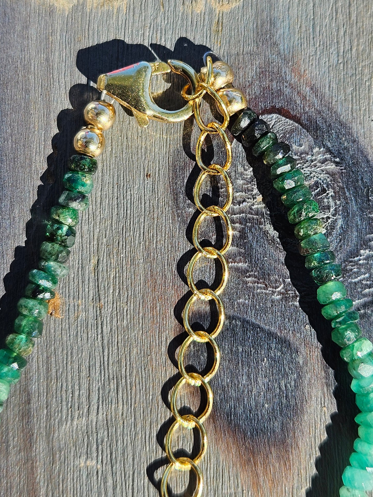 Ombre Emerald Necklace with 14kt Gold