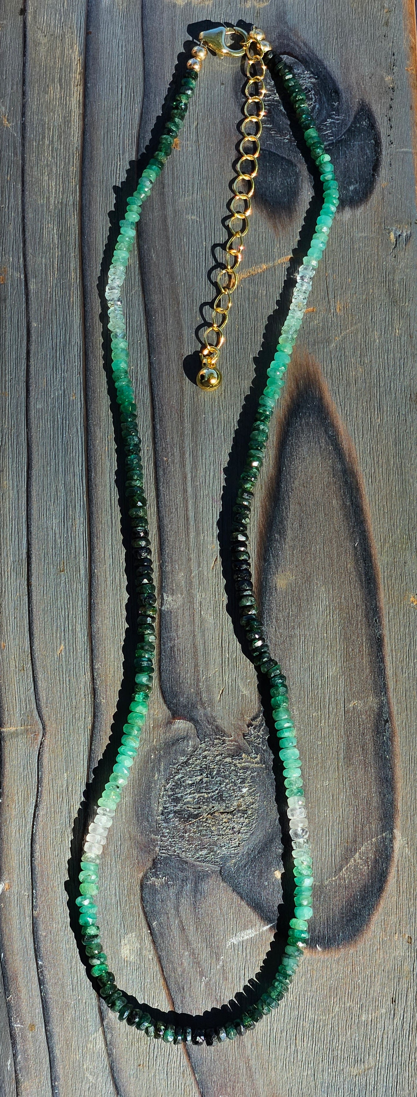 Ombre Emerald Necklace with 14kt Gold