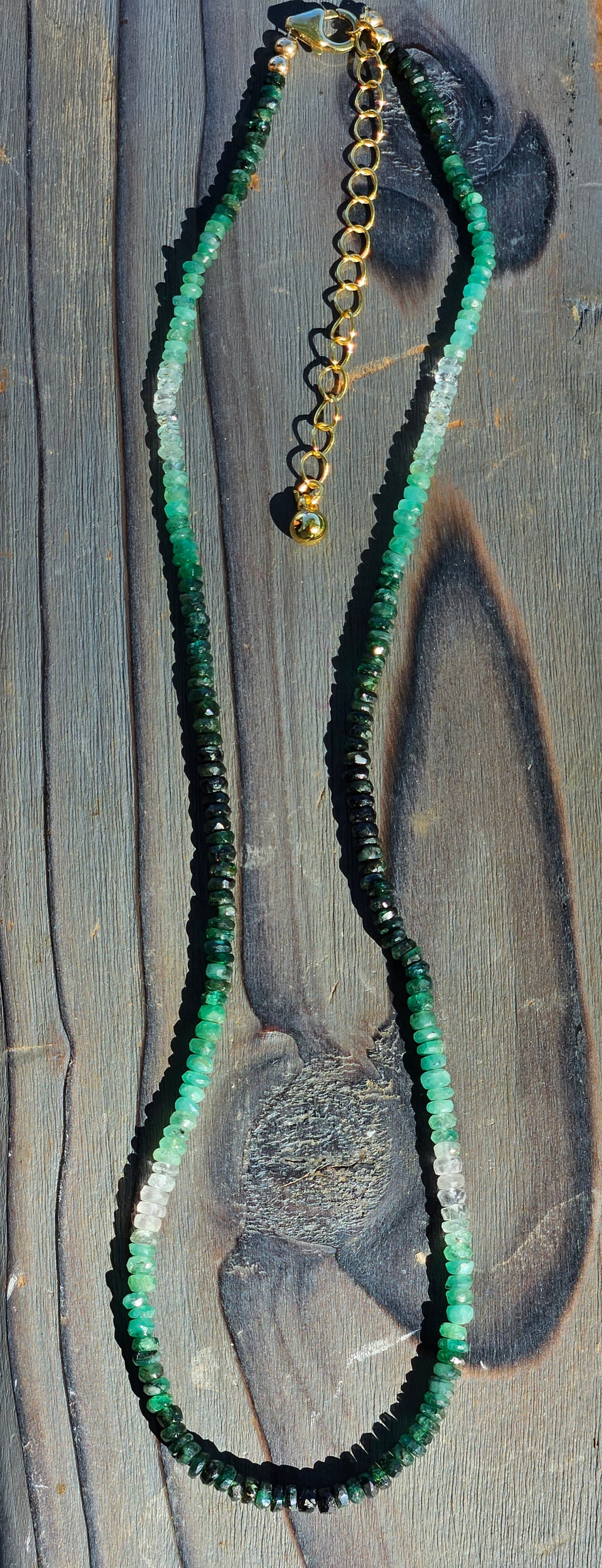 Ombre Emerald Necklace with 14kt Gold