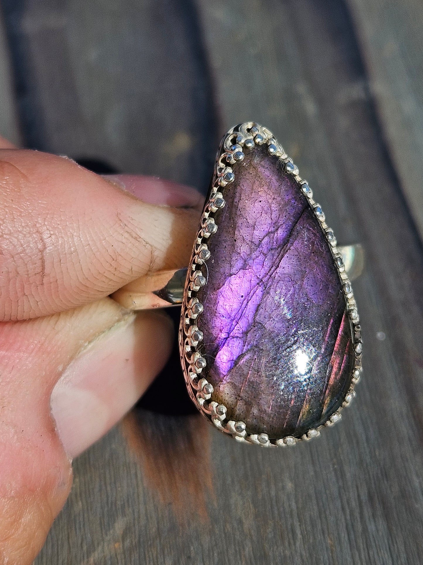 Purple Labradorite Ring, Size 9