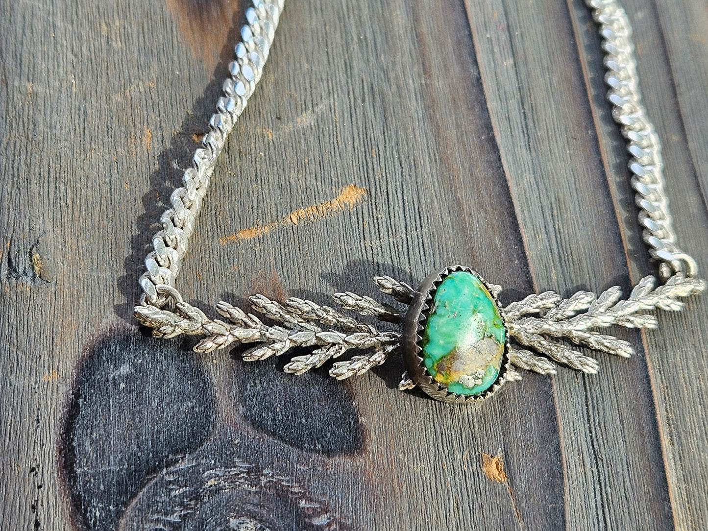 "Freedom" Turquoise Cedar Leaf Necklace