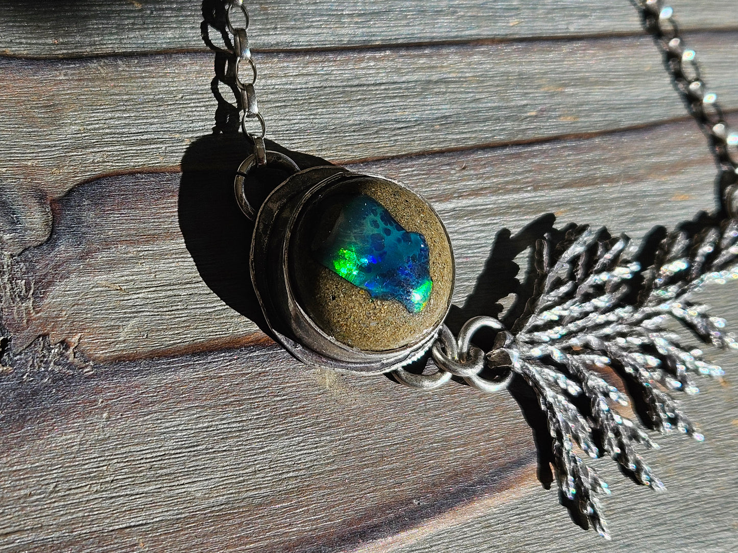 Cedar and Galaxy Opal Necklace