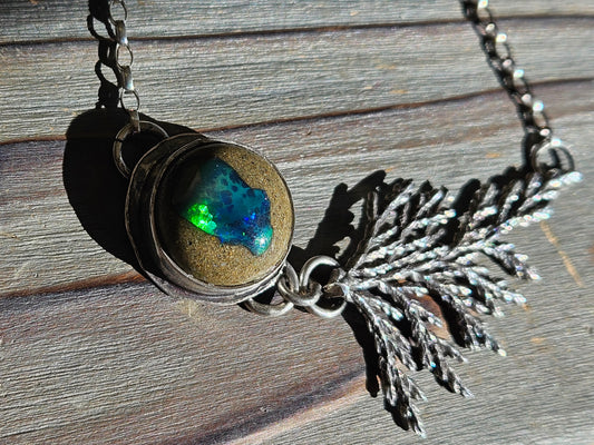 Cedar and Galaxy Opal Necklace