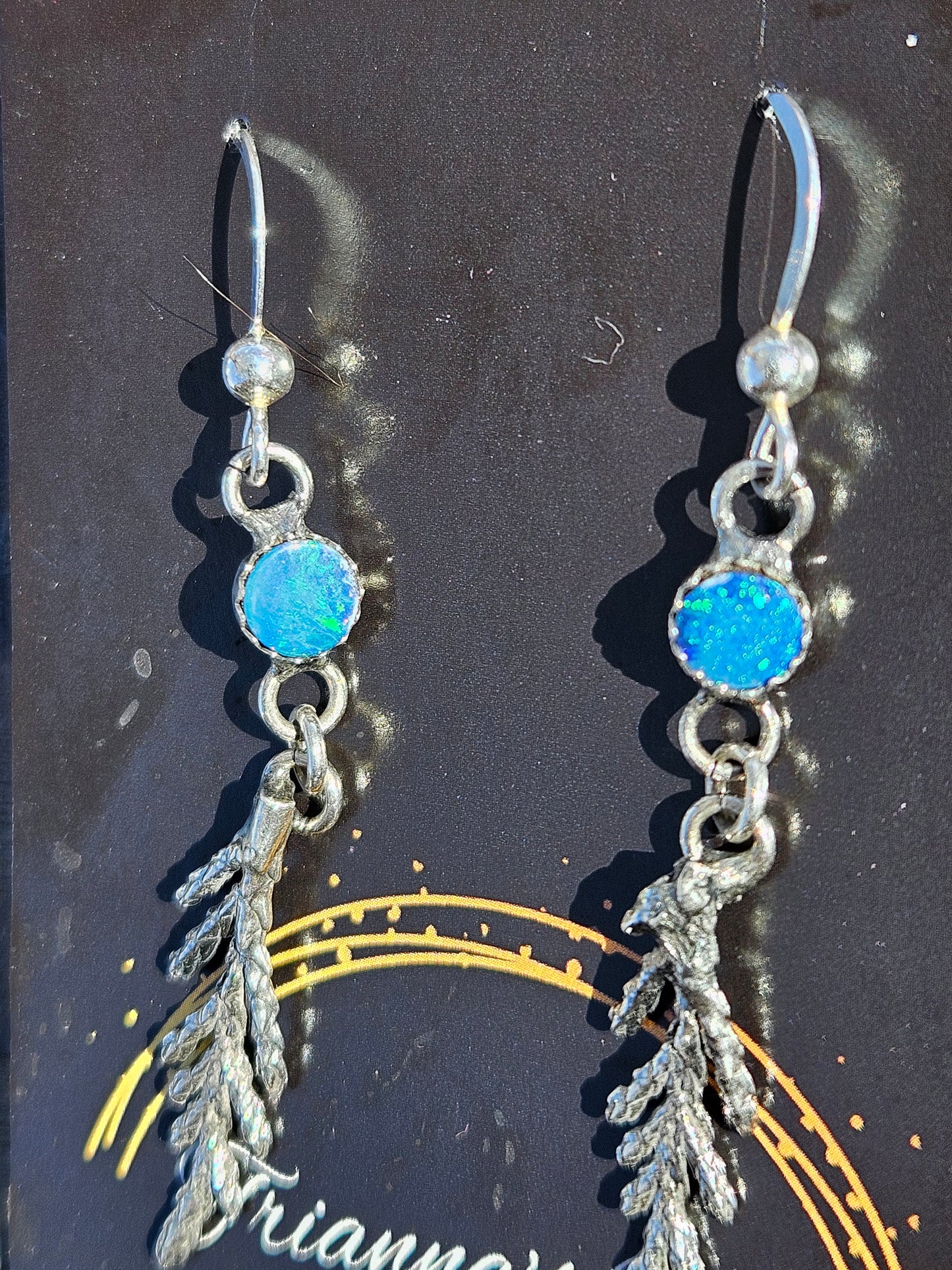 Cedar and Black Opal Earrings