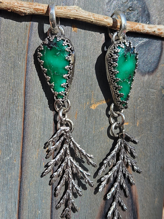 "Emerald City" Gem Variscite Cedar Earrings