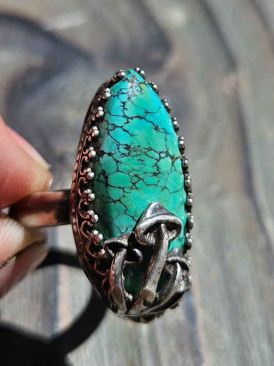 "Earth Magic" Turquoise Mushroom Ring, size 7