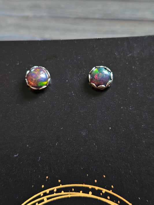 Black Ethiopian Opal Stud Earrings