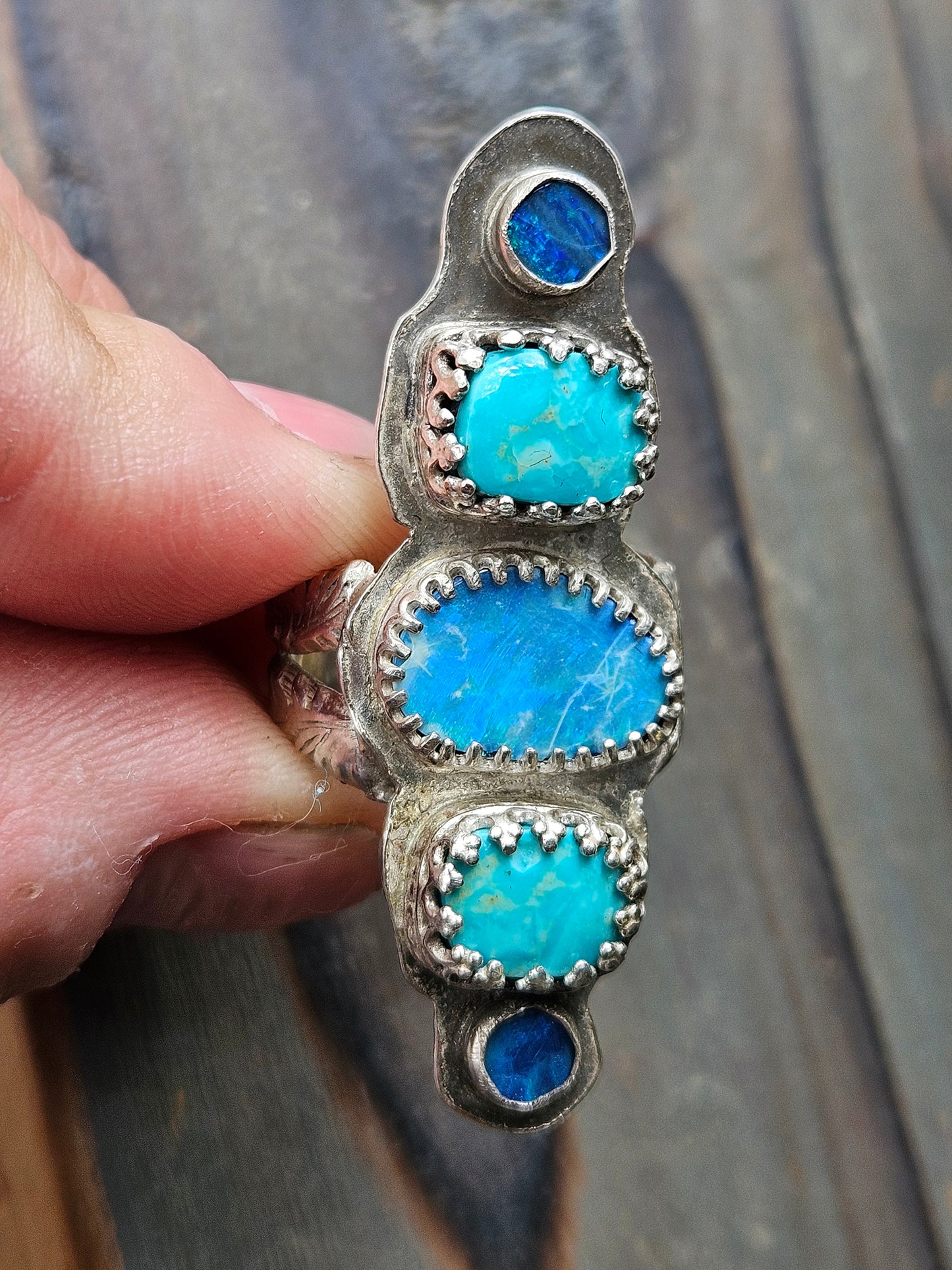 Australian Opal and Turquoise statement ring, size 8
