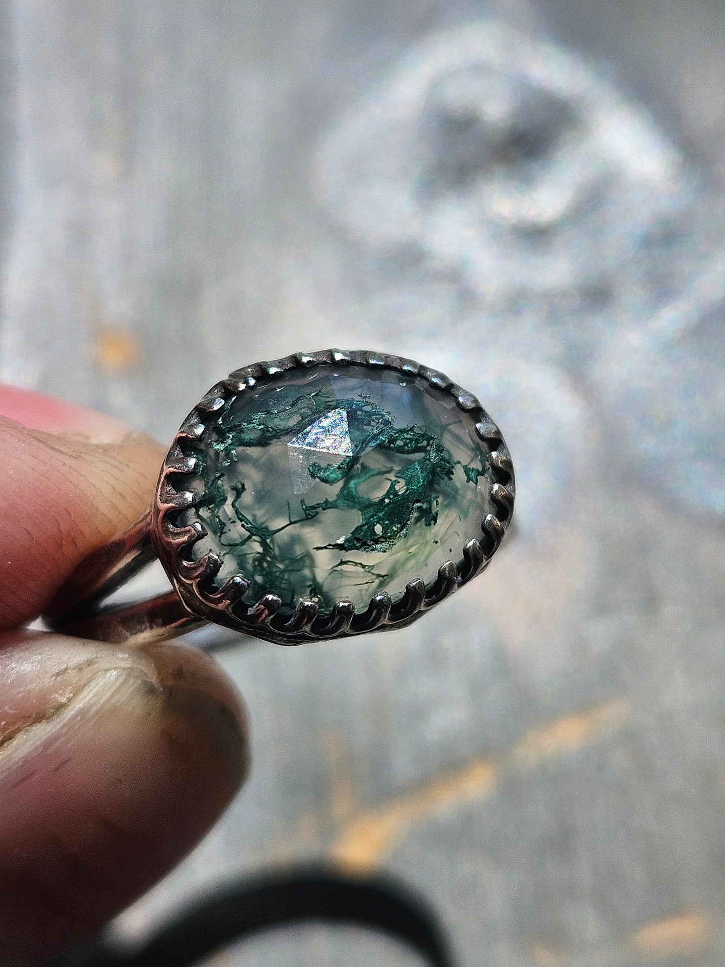 Moss Agate ring, Size 7