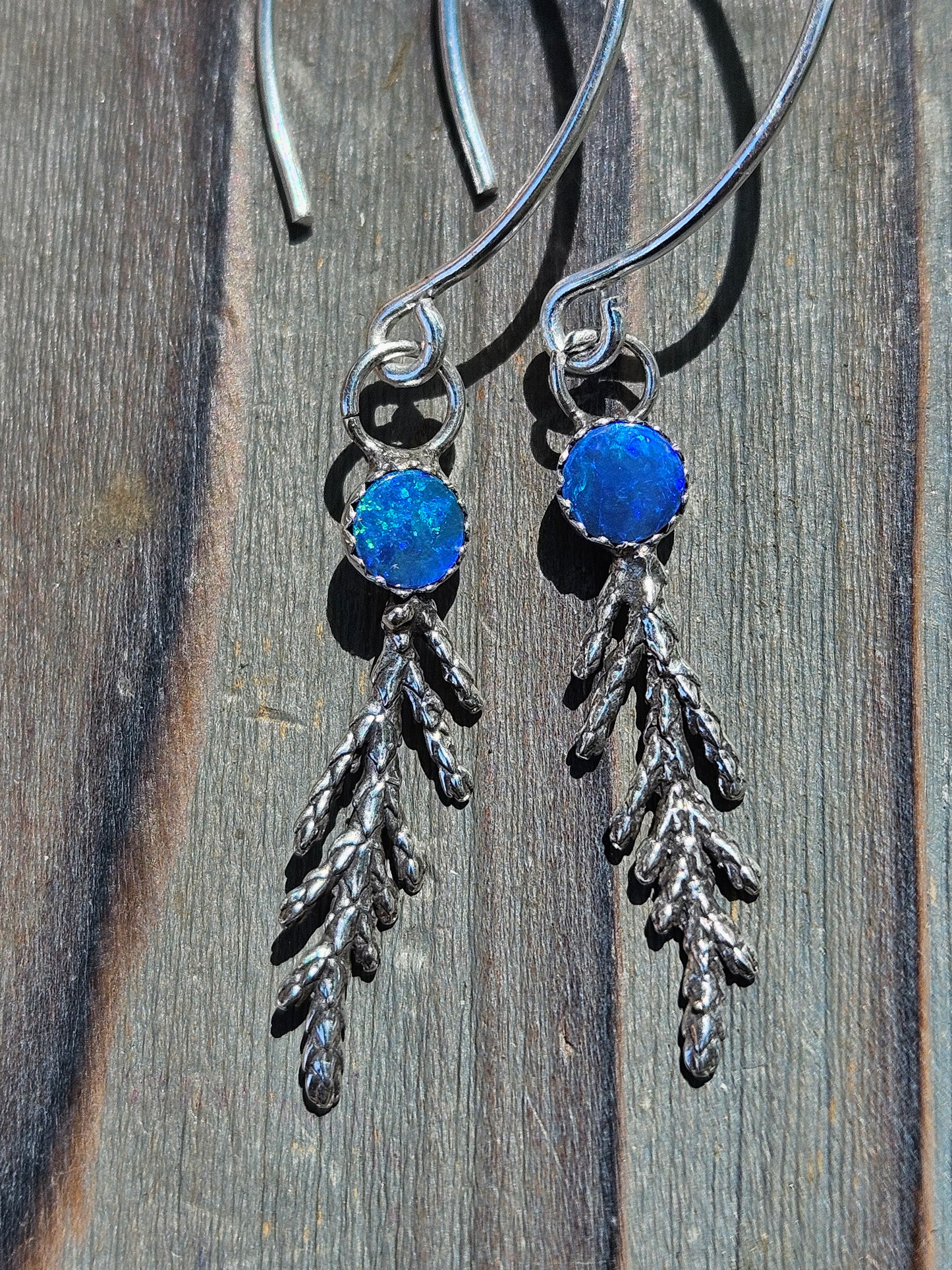 Australian Opal Cedar Earrings