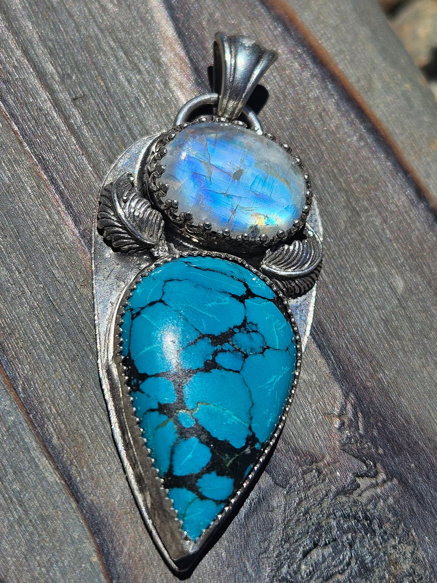 Heubi Turquoise and Moonstone Pendant