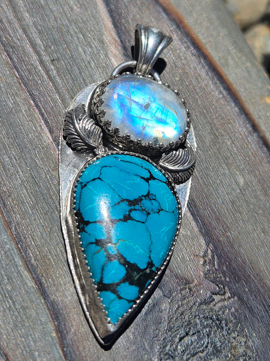 Heubi Turquoise and Moonstone Pendant