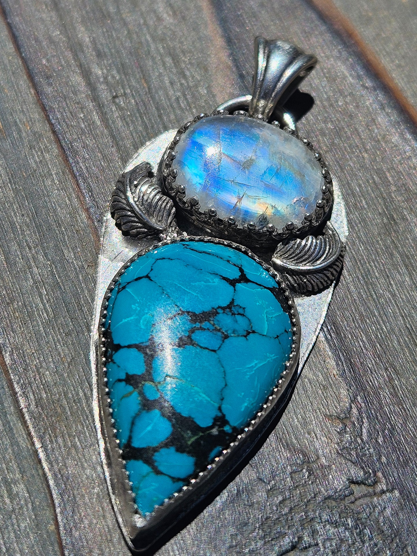 Heubi Turquoise and Moonstone Pendant