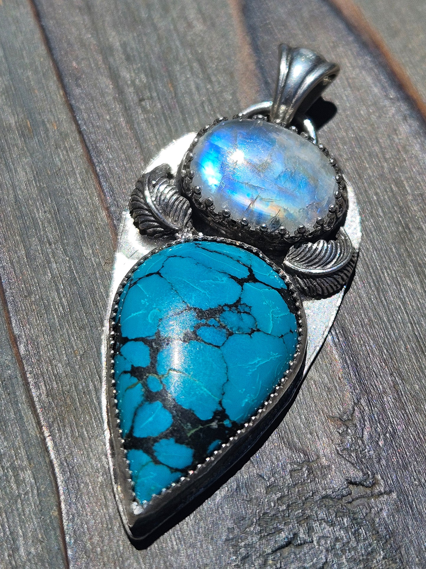 Heubi Turquoise and Moonstone Pendant