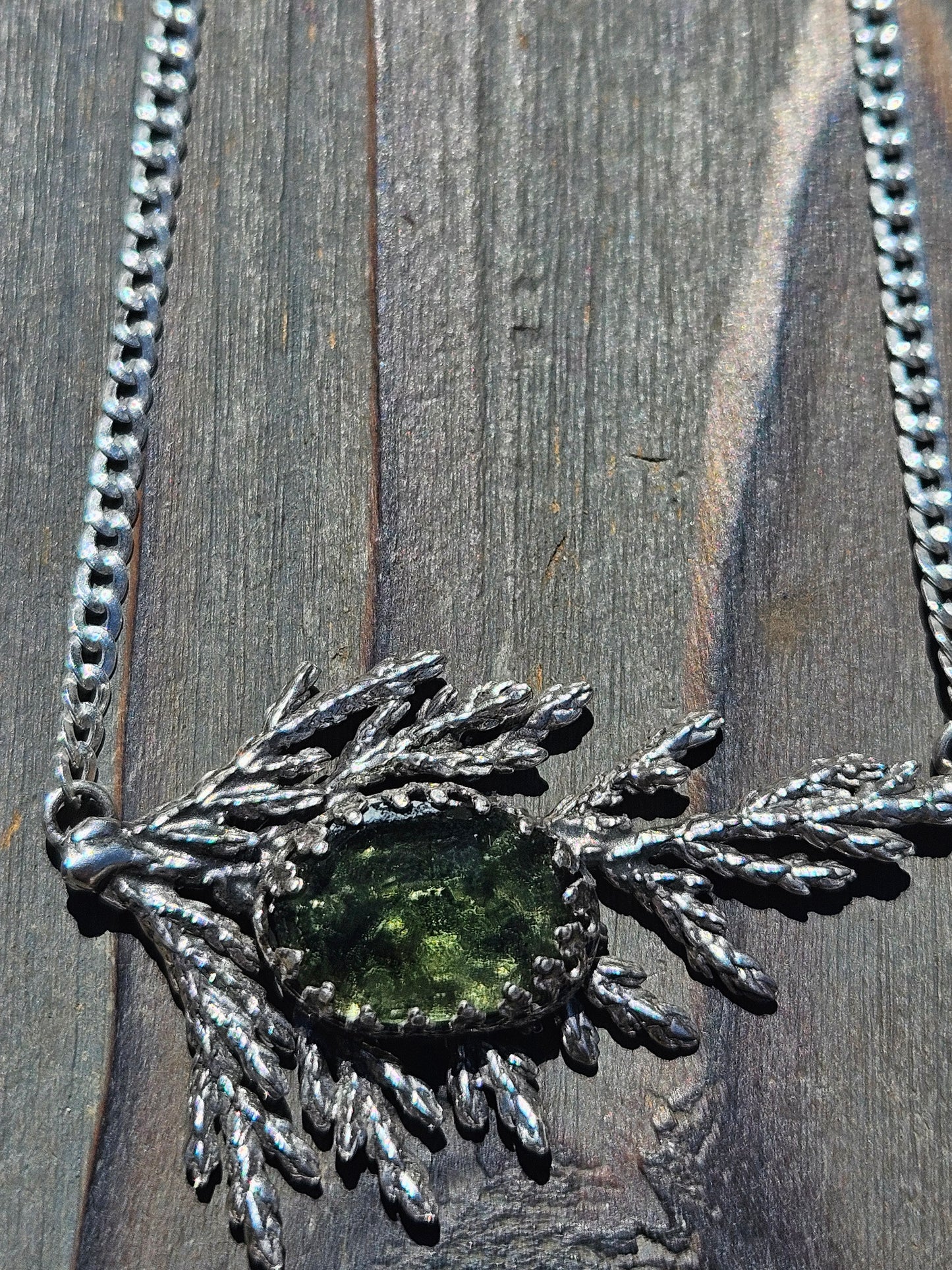 Moldavite Cedar Necklace