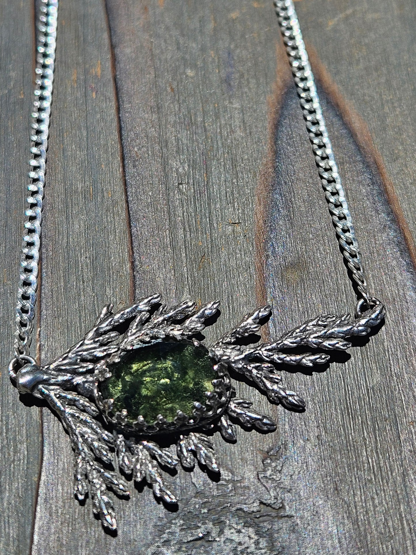 Moldavite Cedar Necklace