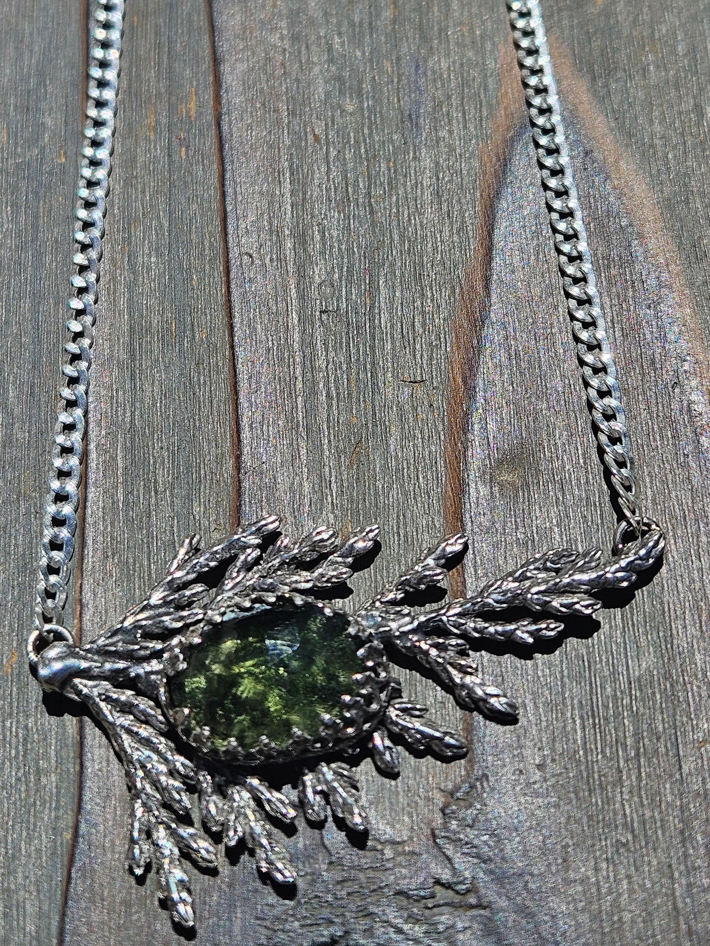 Moldavite Cedar Necklace