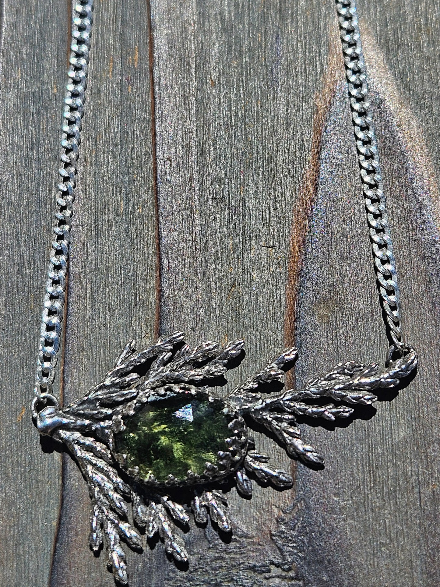 Moldavite Cedar Necklace