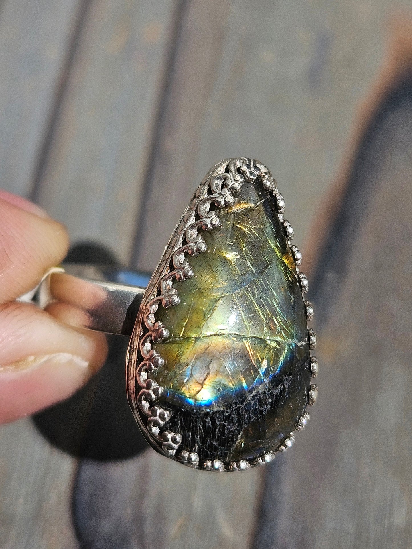 Golden Labradorite Ring, Size 10