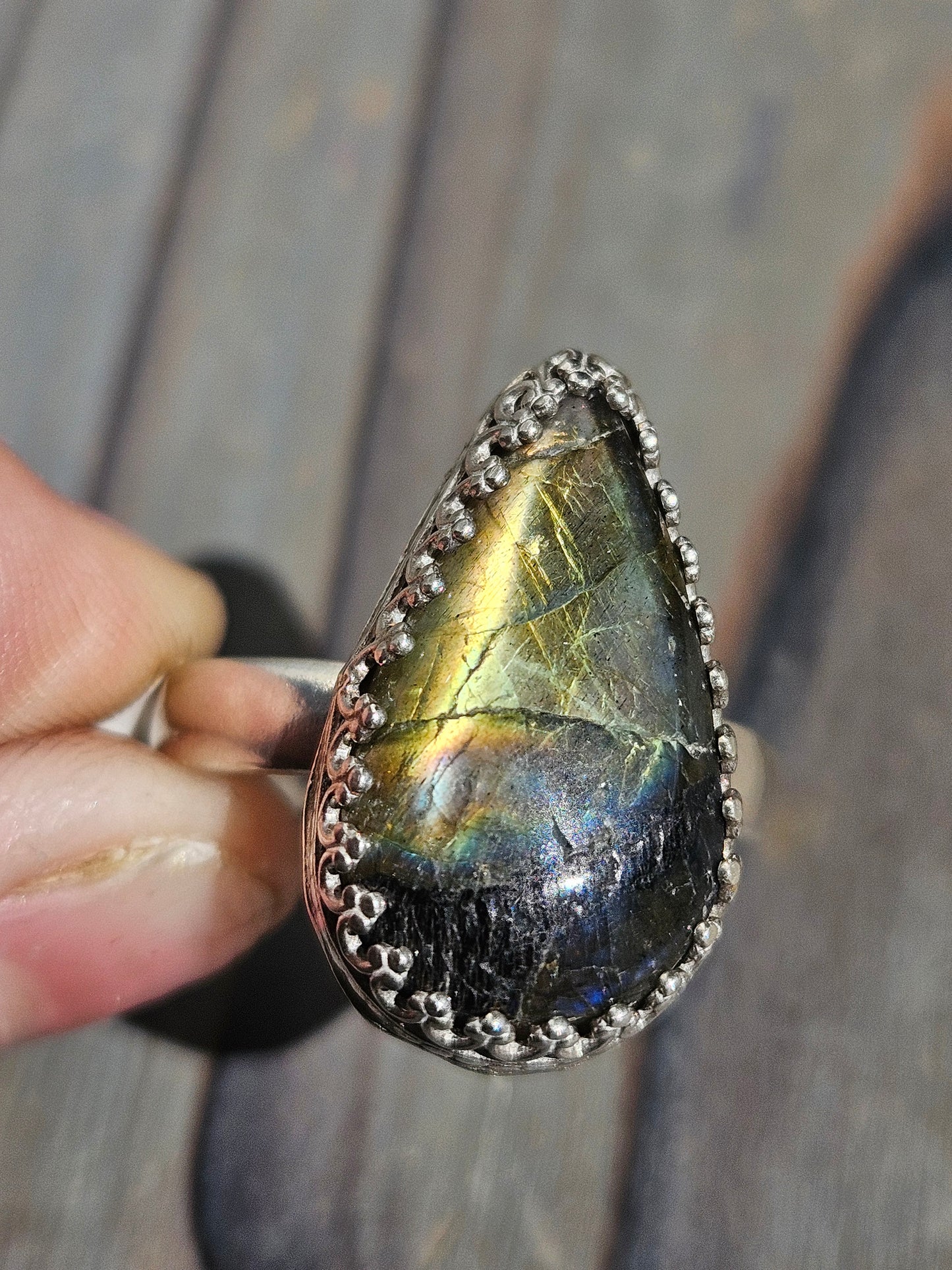 Golden Labradorite Ring, Size 10