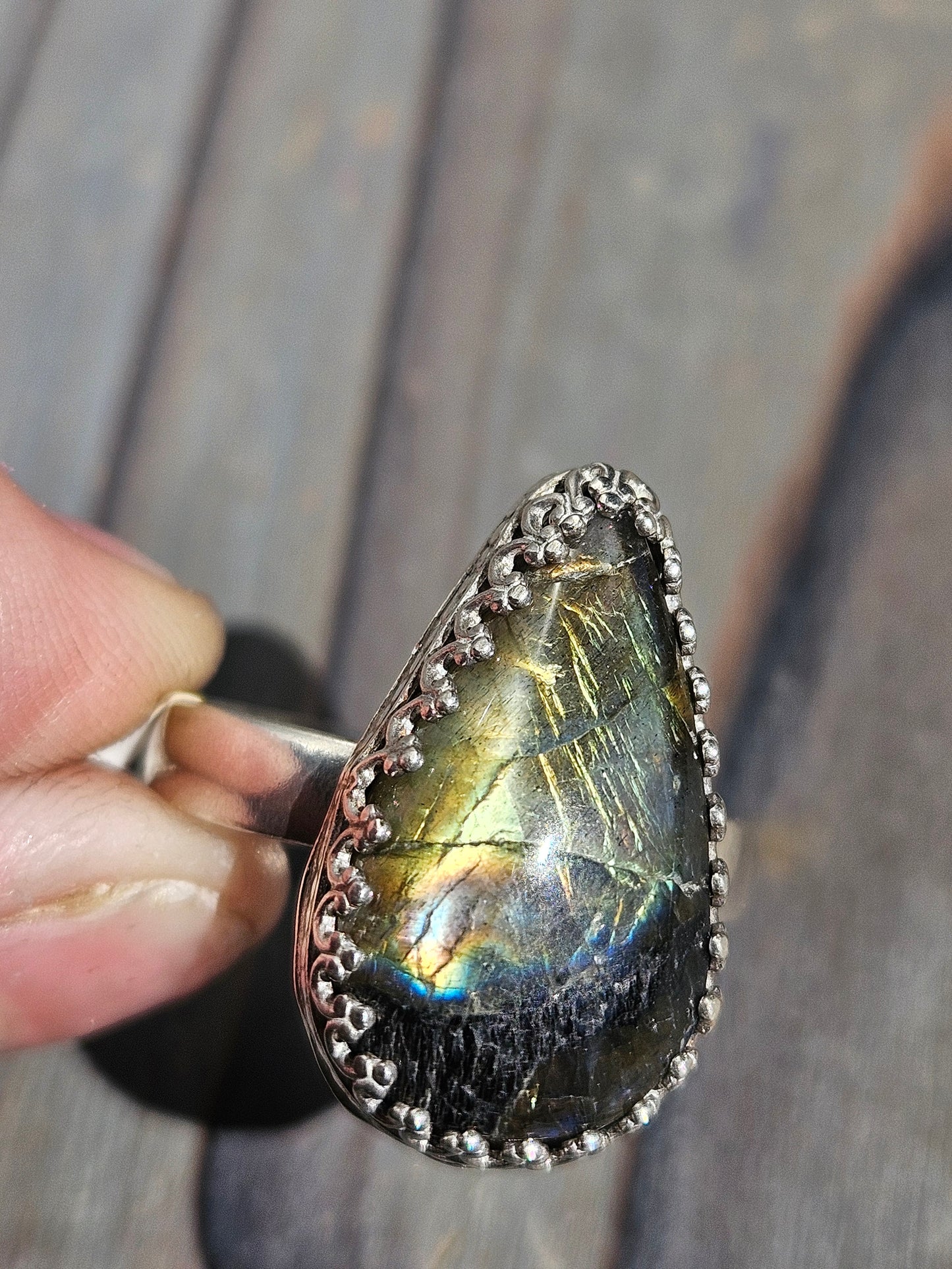 Golden Labradorite Ring, Size 10