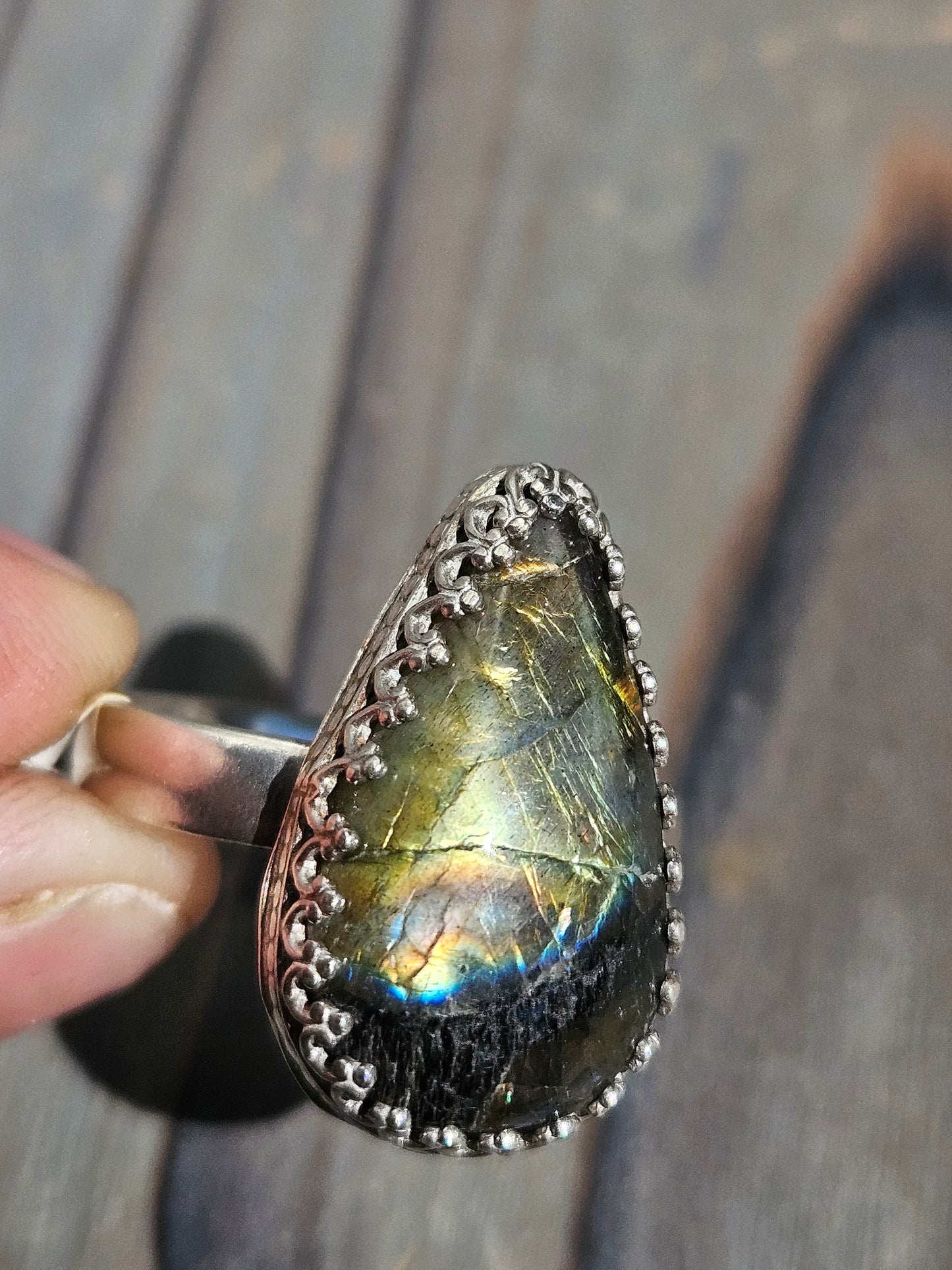 Golden Labradorite Ring, Size 10